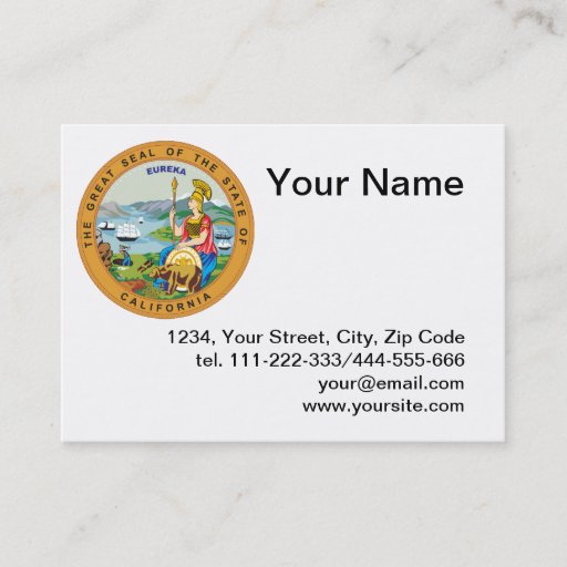 Customizable State of California seal Business Card Template