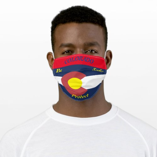 State of Colorado State Flag on Red Adult Cloth Face Mask