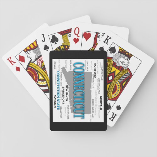 State of Connecticut Map Hartford New Haven Poker Cards