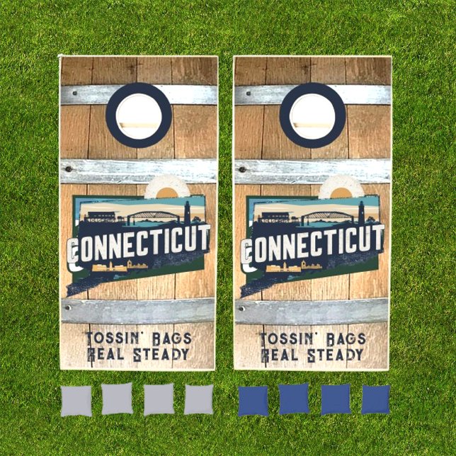 State of Connecticut Rustic Cornhole Set (Creator Uploaded)
