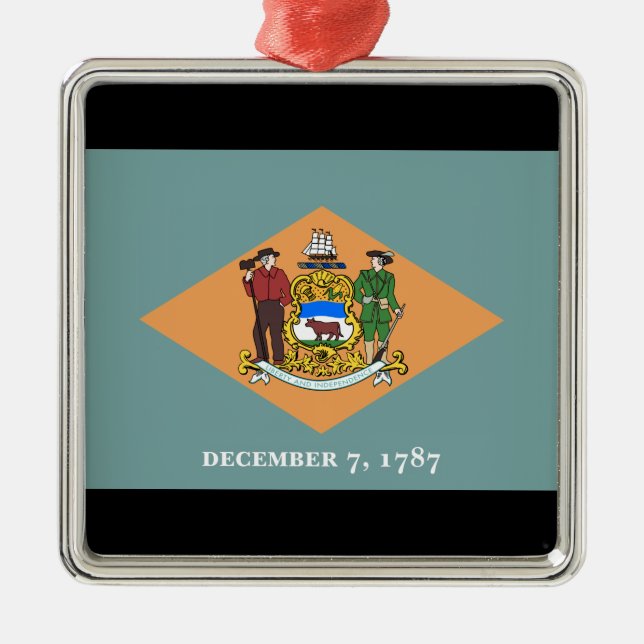 State of Delaware Flag Metal Ornament (Front)