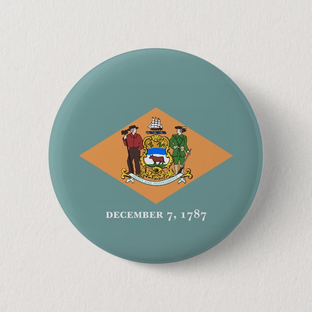 State of Delaware Flag Pinback Button (Front)