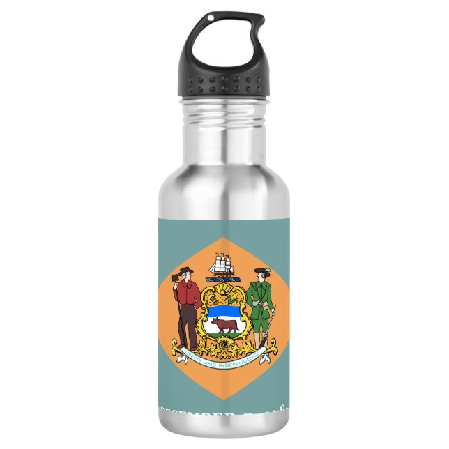 State of Delaware Flag Stainless Steel Water Bottle (Front)