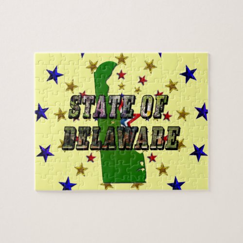 State of Delaware Picture Text and Map Jigsaw Puzzle