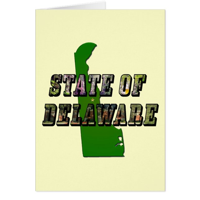 State of Delaware Picture Text & Map Outline Cards (Front)