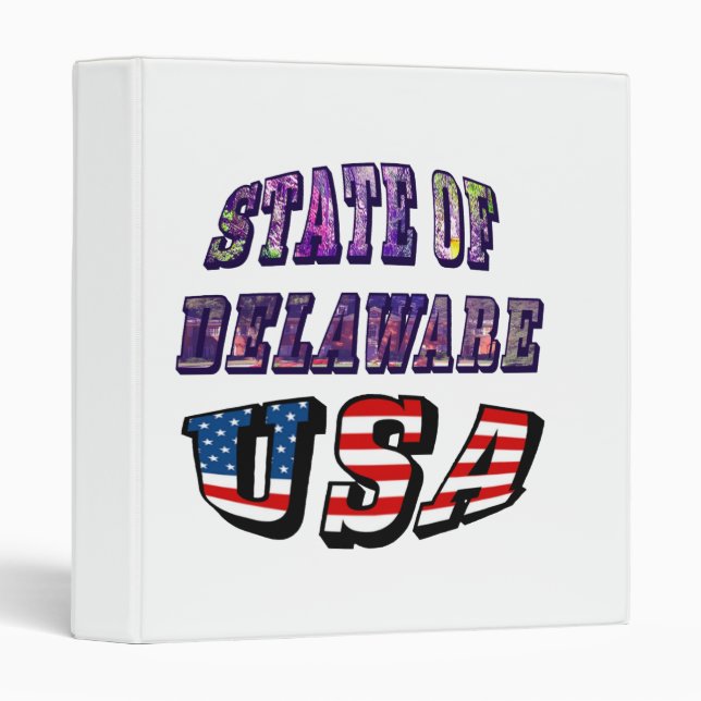 State of Delaware USA Photo & Flag Text 3 Ring Binder (Front/Spine)