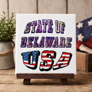 State of Delaware USA Photo & Flag Text Ceramic Tile