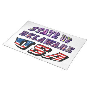 State of Delaware USA Photo & Flag Text Cloth Placemat