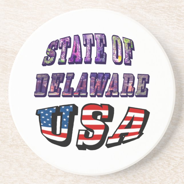 State of Delaware USA Photo & Flag Text Coaster (Front)