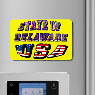 State of Delaware USA Photo & Flag Text Flexible Magnet