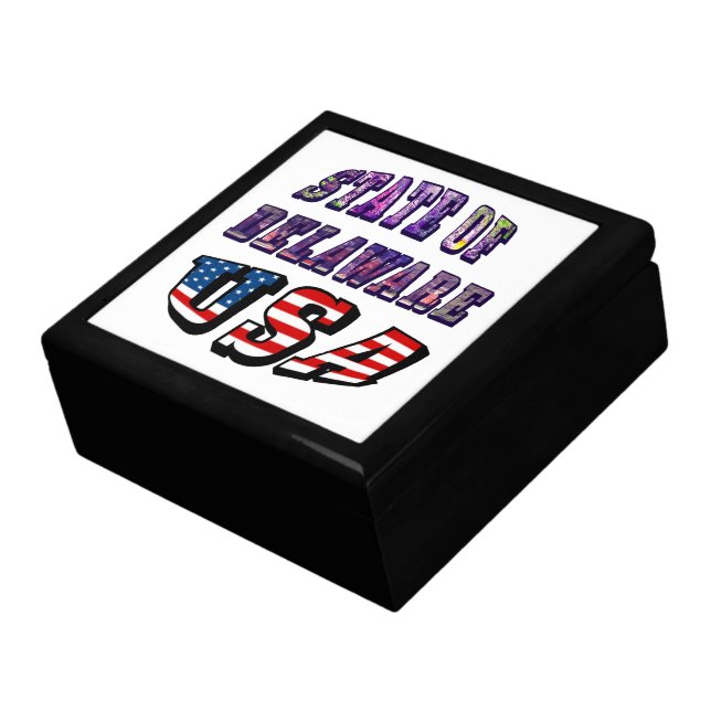 State of Delaware USA Photo & Flag Text Keepsake Box (Side)