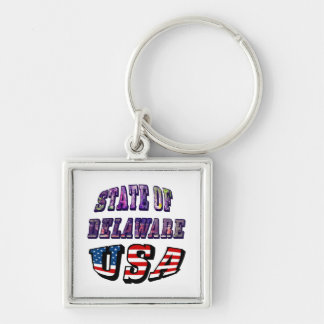 State of Delaware USA Photo & Flag Text Keychain