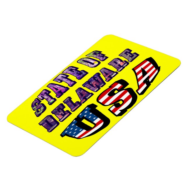State of Delaware USA Photo & Flag Text Magnet (Left Side)