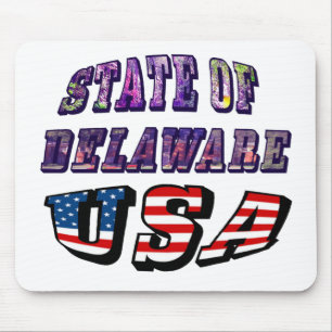State of Delaware USA Photo & Flag Text Mouse Pad