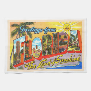 State of Florida FL Vintage Large Letter Postcard Kitchen Towel