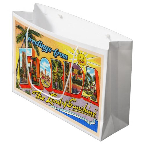 State of Florida FL Vintage Large Letter Postcard Large Gift Bag