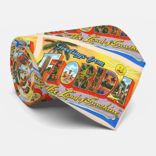 State of Florida FL Vintage Large Letter Postcard Neck Tie