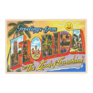 State of Florida FL Vintage Large Letter Postcard Placemat