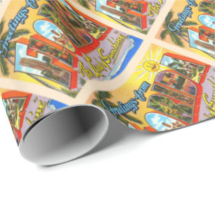 State of Florida FL Vintage Large Letter Postcard Wrapping Paper