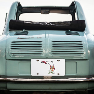 State of Florida Flag &State Flower Orange Blossom License Plate