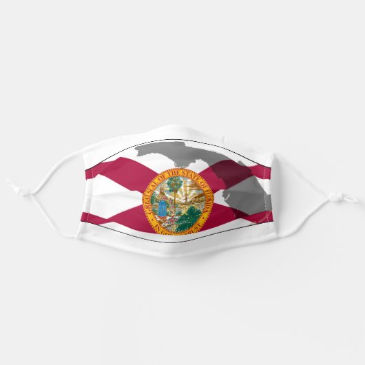 State of Florida Flag With State Shape Adult Cloth Face Mask (Front, Unfolded)