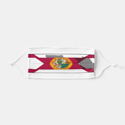 State of Florida Flag With State Shape Adult Cloth Face Mask (Front, Folded)