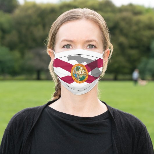 State of Florida Flag With State Shape Adult Cloth Face Mask (Outside)