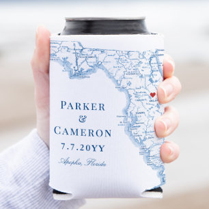 State of Florida Map Elegant Wedding Favor Drink Can Cooler