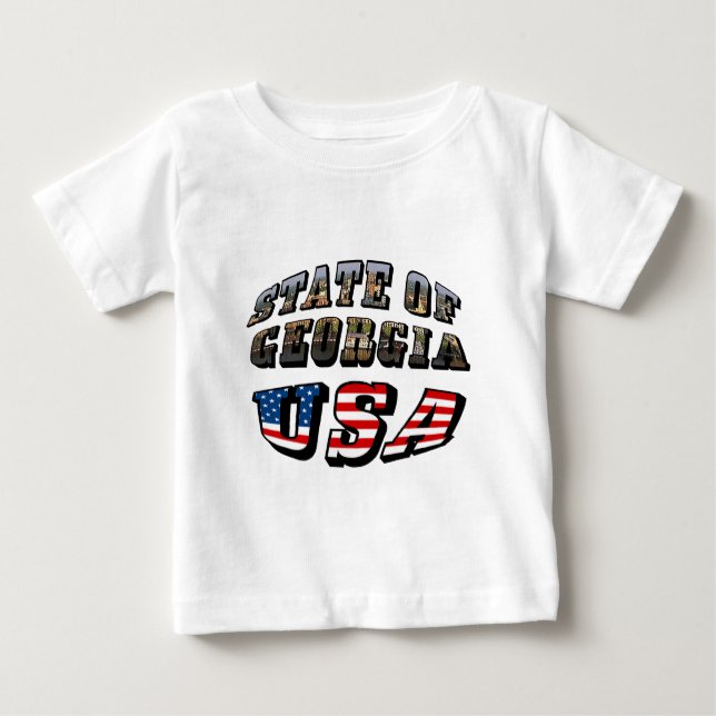 State of Georgia and USA Flag Text Baby T-Shirt (Front)