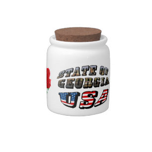 State of Georgia and USA Flag Text Candy Jar