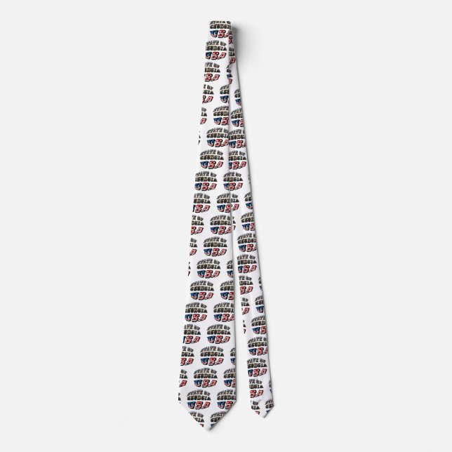 State of Georgia and USA Flag Text Neck Tie (Front)