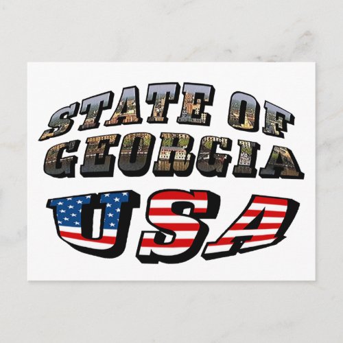 State of Georgia and USA Flag Text Postcard
