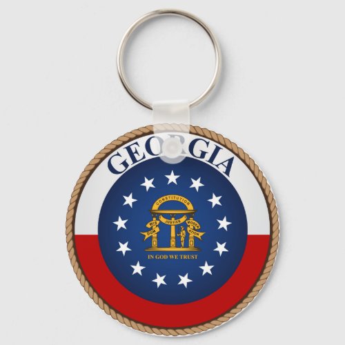 State of Georgia Flag Seal Keychain