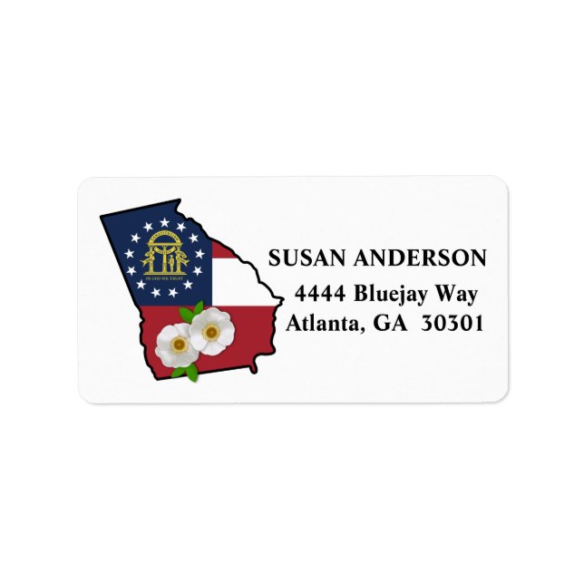 State of Georgia Flag State Flower Cherokee Rose Label (Front)