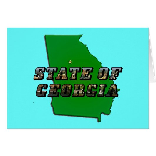 State of Georgia Map Outline and Picture Text Cards (Front Horizontal)