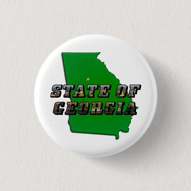 State of Georgia Map Outline and Picture Text Pinback Button (Front)