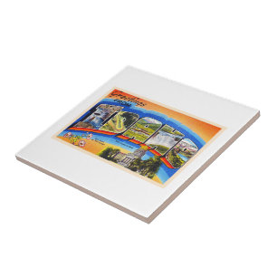 State of Idaho ID Vintage Large Letter Postcard Ceramic Tile