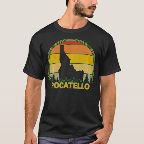 State of Idaho Map Retro Vintage Sun Pocatello Ida T_Shirt