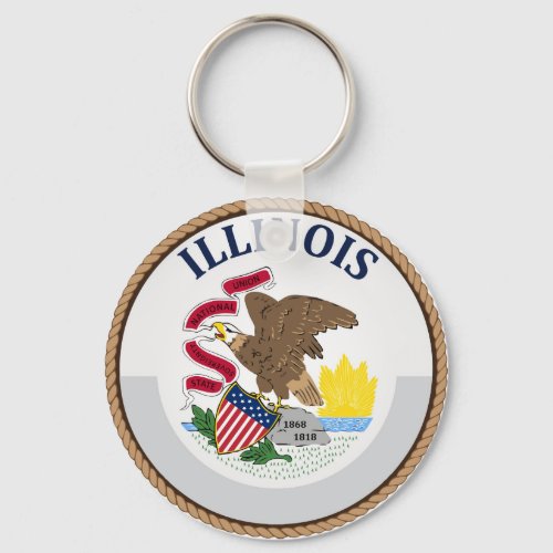 State of Illinois Flag Seal Keychain