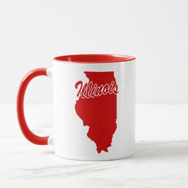 State Of Illinois Shape Red Mug (Left)