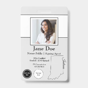 State of Indiana Notary Public Badge with QR Code