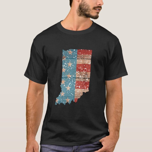 State of Indiana Patriotic USA Flag for Men Women  T-Shirt (Front)