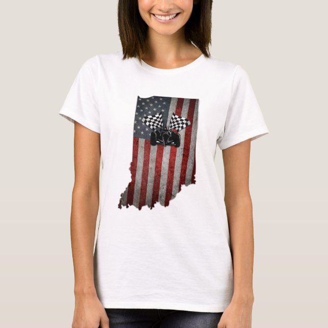 State of Indiana Racecar T Shirt Vintage  (Front)