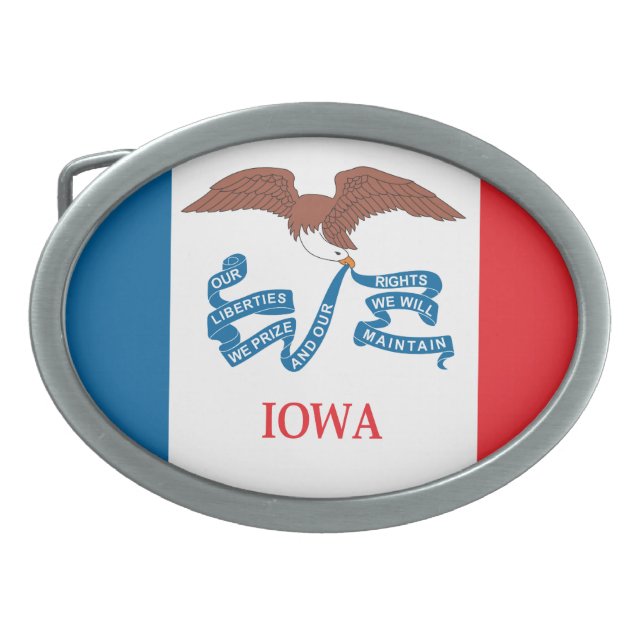 State of Iowa flag Belt Buckle (Front)