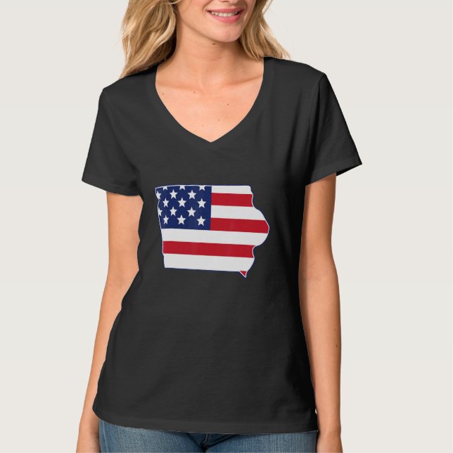State of Iowa USA American Flag Patriotic T-Shirt (Front)