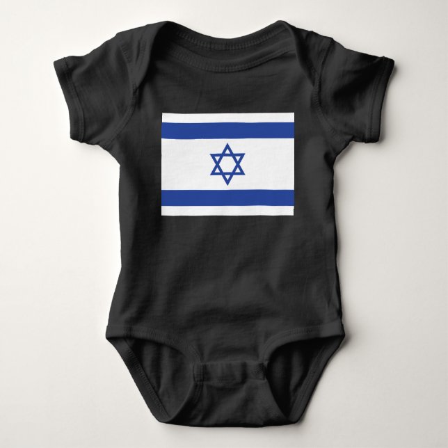State of Israel Flag, Star of David Judaism Jewish Baby Bodysuit (Front)