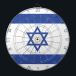 State of Israel Flag, Star of David Judaism Jewish Dart Board<br><div class="desc">The Israeli flag, a symbol of hope and resilience, has a rich history intertwined with the Zionist movement. Its roots trace back to 1891 when Jacob Baruch Askowith and his son Charles designed the "Flag of Judah." This early flag, with its blue and white stripes and a Star of David,...</div>