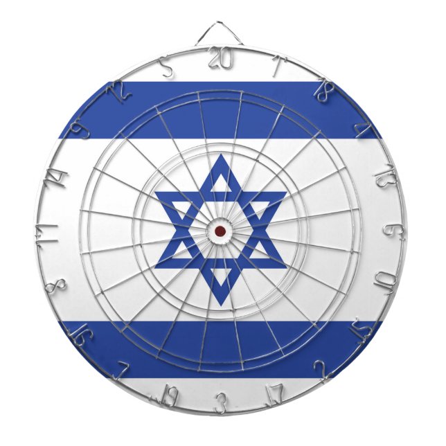 State of Israel Flag, Star of David Judaism Jewish Dart Board (Front)
