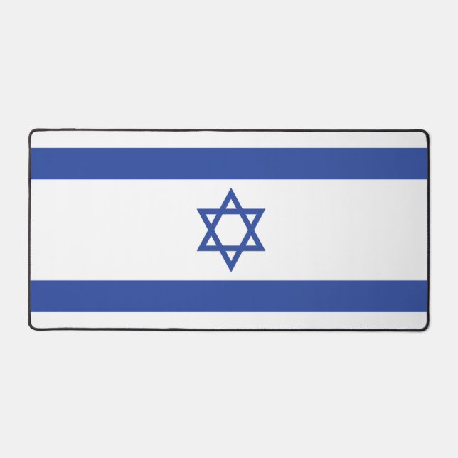 State of Israel Flag, Star of David Judaism Jewish Desk Mat (Front)