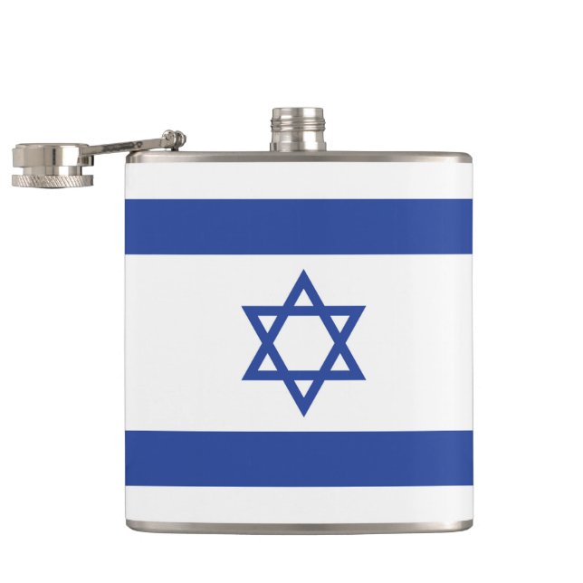 State of Israel Flag, Star of David Judaism Jewish Flask (Opened)